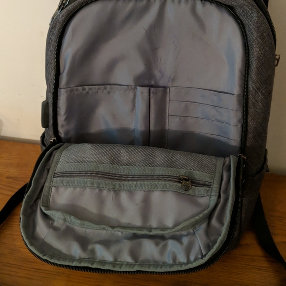 Gray Heather Backpack with charger port - Picture 3 of 12